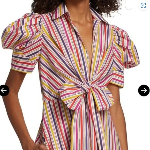 Silvia Tcherassi Roopal Midi-Dress Striped Size Large - Picture 3 of 13